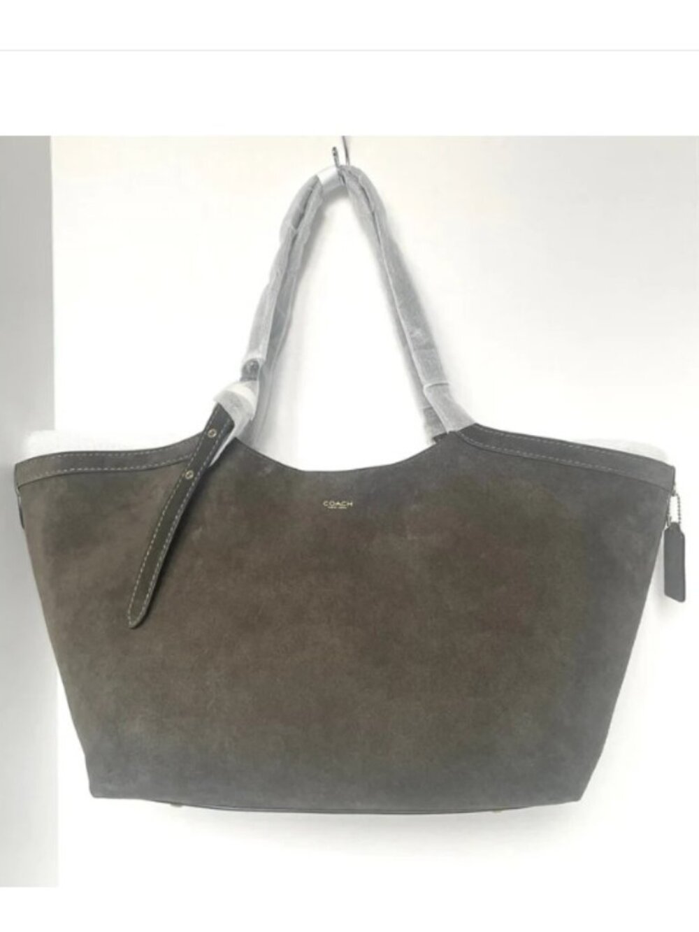 Coach Large Olive Green Suede Leather Tote Shoulder Bag Gramercy CBN47